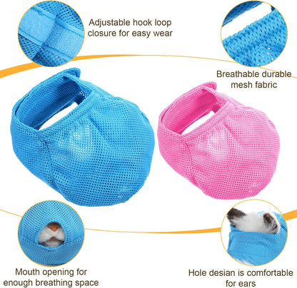 2Pcs Cat Muzzles Breathable Mesh Muzzles, Grooming Face Mask for Cats, anti Bite anti Meow Prevent from Biting