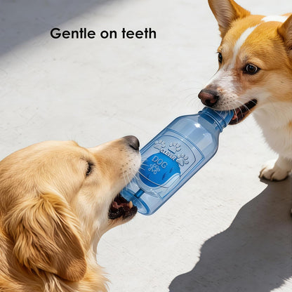 Squeaky Dog Ball Toy, Latex Chew & Fetch Toy, Wine Bottle Shape, Blue, Small