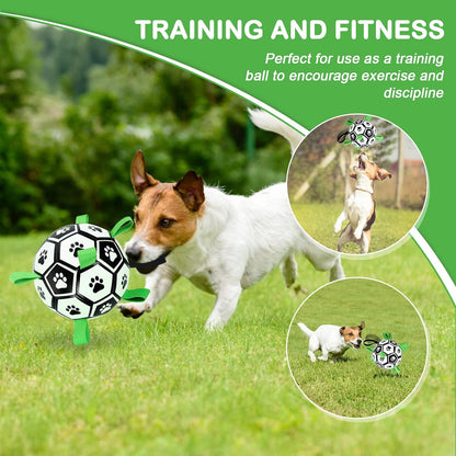 Dog Toys Soccer Ball with Straps, 6'' World Cup Interactive Dogs Toys for Tug of War, Yard Game, Water Toy, Herding Ball for Dogs Small & Medium, Puppy Birthday Gifts Outdoor Jolly Ball Boredom Buster
