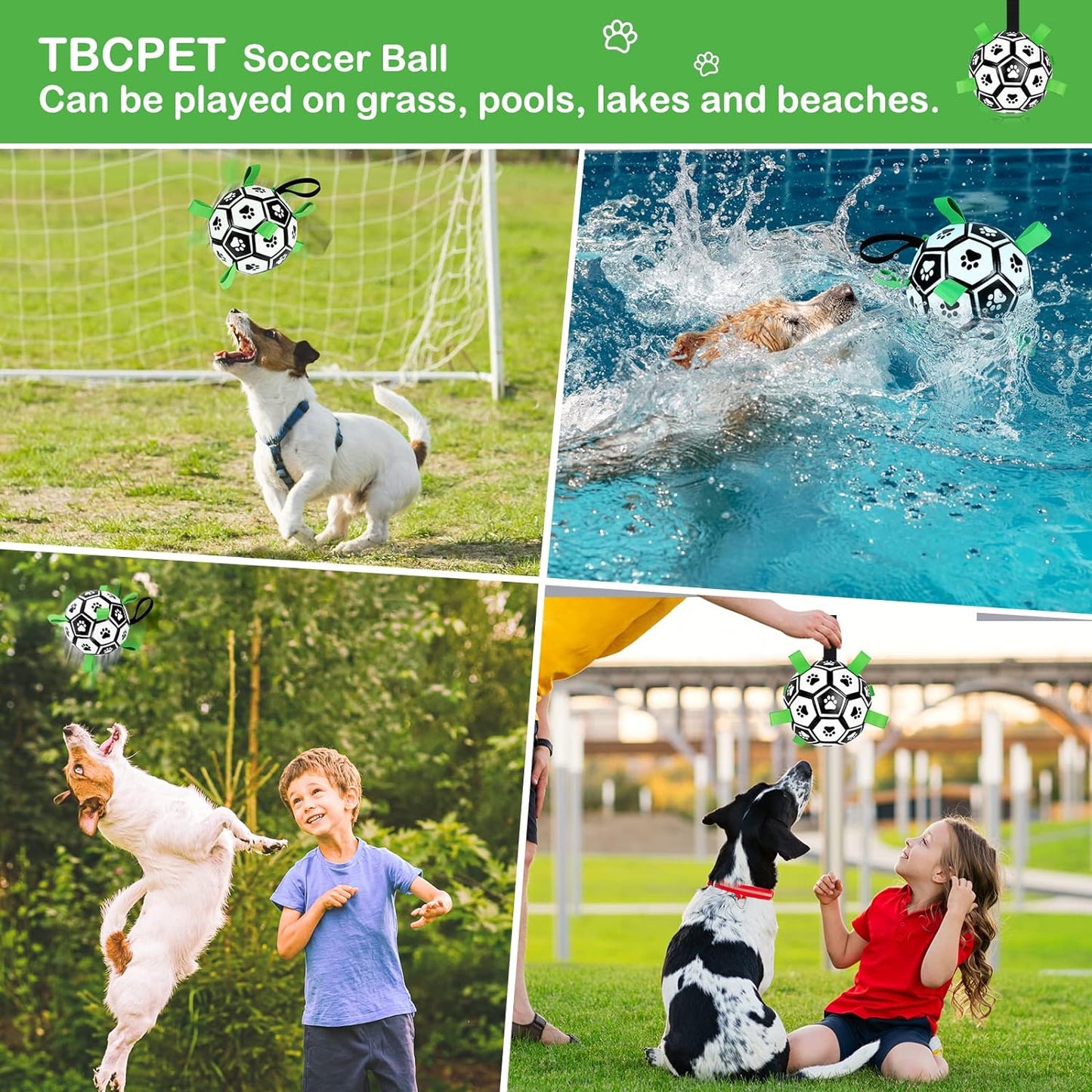 Dog Toys Soccer Ball with Straps, 6'' World Cup Interactive Dogs Toys for Tug of War, Yard Game, Water Toy, Herding Ball for Dogs Small & Medium, Puppy Birthday Gifts Outdoor Jolly Ball Boredom Buster
