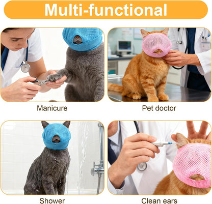 2Pcs Cat Muzzles Breathable Mesh Muzzles, Grooming Face Mask for Cats, anti Bite anti Meow Prevent from Biting
